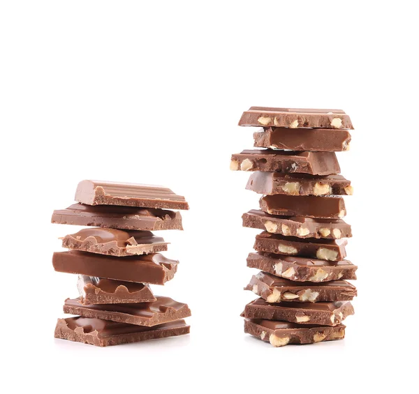 Two stacks of chocolate — Stock Photo, Image