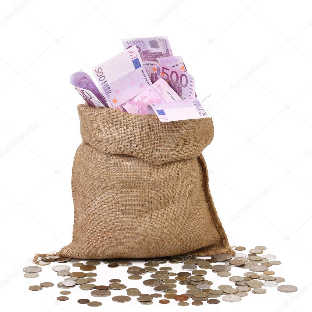 Bag with many Euro banknotes Stock Photo by indigolotos 31191239