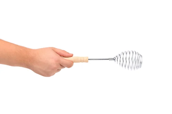 Hand holds Stainless Steel Whisk — Stock Photo, Image