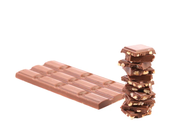 Barra de chocolate con leche y nueces —  Fotos de Stock