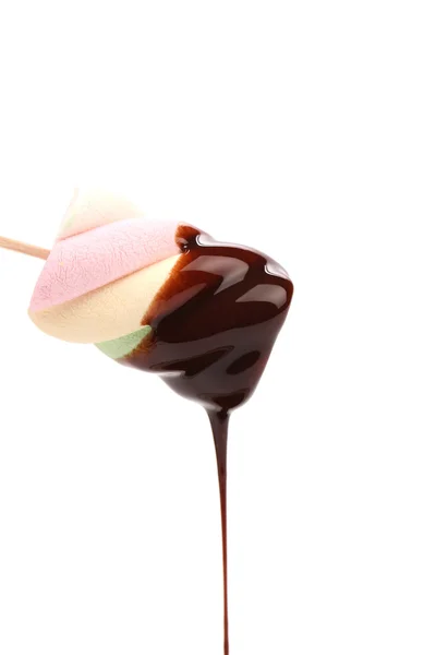 Marshmallow in chocolate syrop. Isolated. — Stock Photo, Image