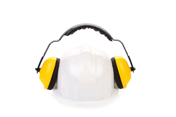 Protective ear muffs and hard hat. — Stock Photo, Image