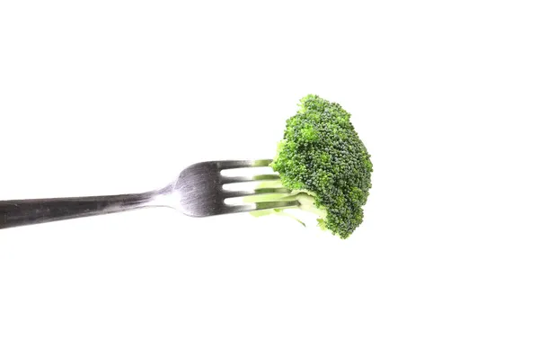 Fioretto di broccoli su una forchetta . — Foto Stock