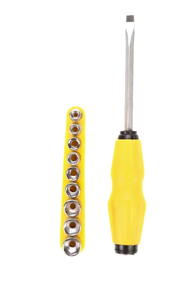 Screw-driver with the yellow handle — Zdjęcie stockowe