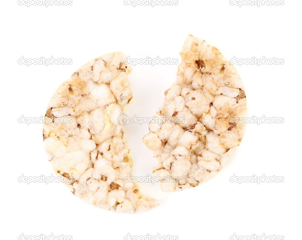Puffed rice snack.white background.
