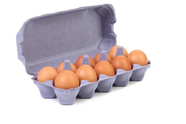 The brown eggs in egg box. — Stock Photo, Image