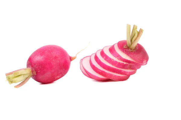 Fresh sliced radish and whole. — Stock Photo, Image