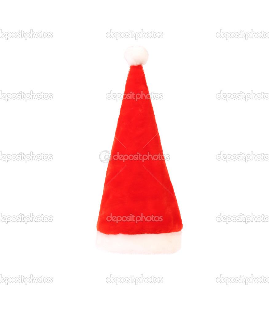 Santa Claus conical red hat.