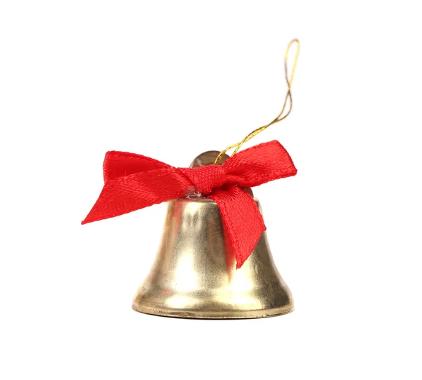 Christmas Jindle Bell and red bow — Stock Photo, Image