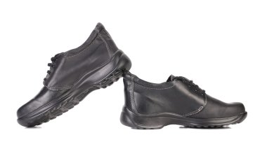 Man's boots beyaz dikiş ile siyah.