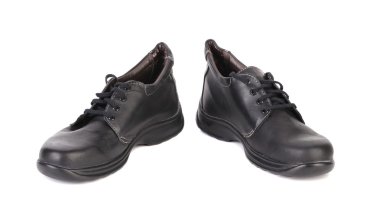 Man's boots beyaz dikiş ile siyah.