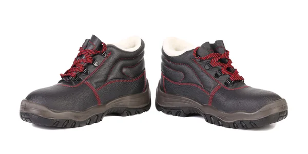 Black man's boots with red lace. — Stock Photo, Image