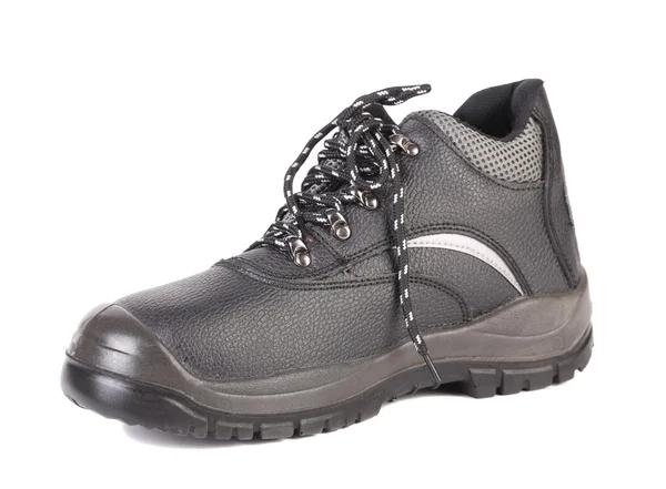 Black man's boot with gray bar. — Stock Photo, Image