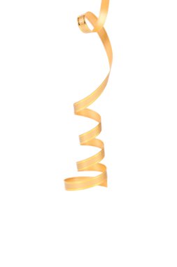 Golden curl party streamers hanging down. clipart