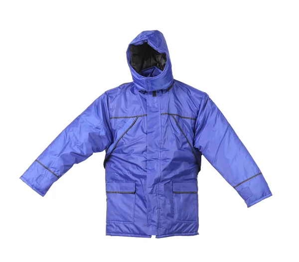 Blue working winter coat with hood. — Stock Photo, Image
