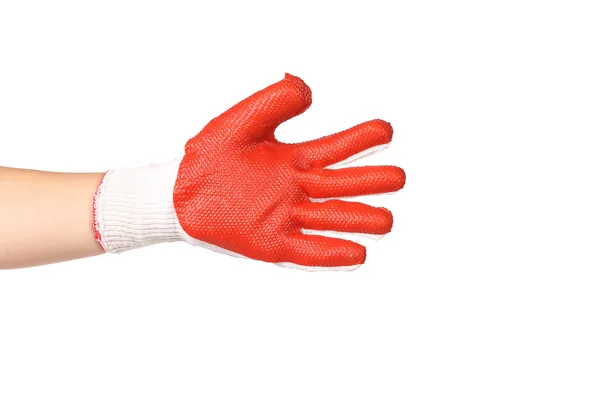 Hand wearing new protective gloves — Stock Photo, Image