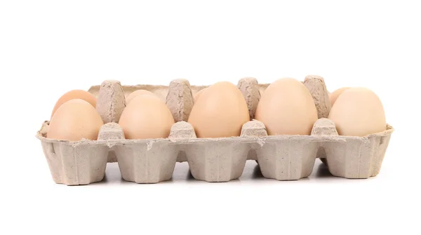 Eggs in protective case foreground — Stock Photo, Image
