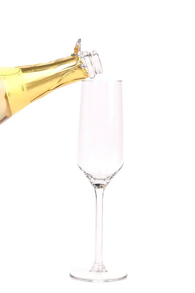 Láhev šampaňského a sklo. — Stock fotografie