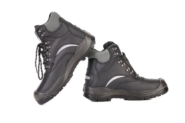 Black man's boots with gray bar. — Stock Photo, Image