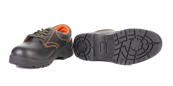 Černé Pánské boty s oranžové steh. — Stock fotografie