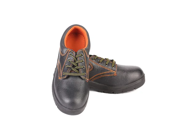 Black man's boots with orange stitch. — Stock Photo, Image