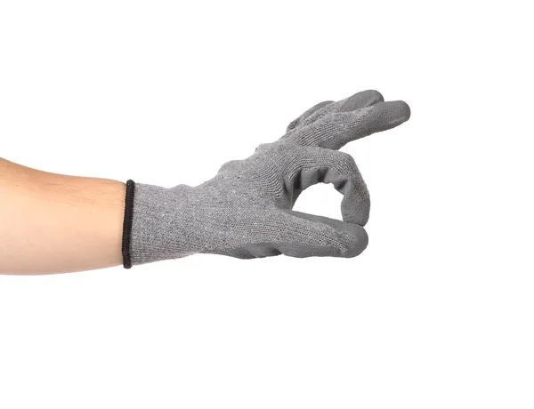 Rubber protective glove shows sign ok. — Stock Photo, Image