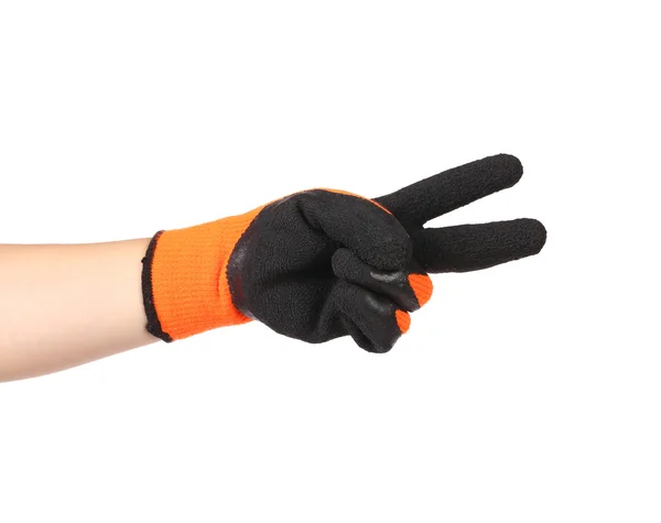 Rubber protective glove shows two. — Stock Photo, Image