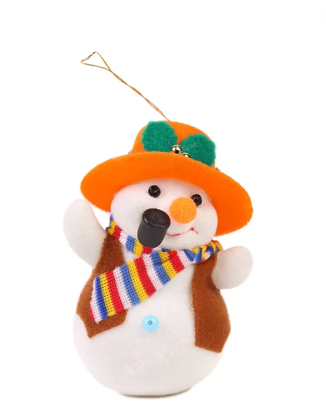 Snowman with pipe in a hat. — Stock Photo, Image