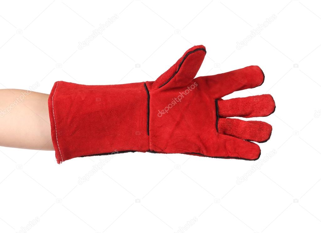 Heavy-duty red glove.