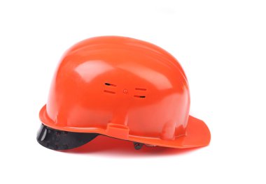 Kırmızı kask yan görünüm.