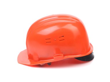 Kırmızı kask yan görünüm.