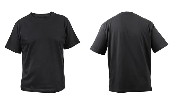 Black t-shirt front and back view. — Stock Photo, Image