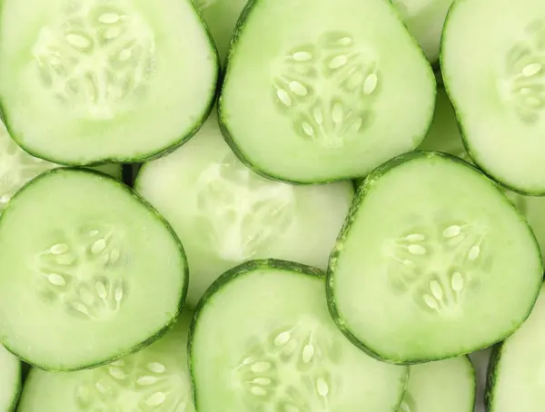 Close up fresh green sliced cucumber. — Stock Photo, Image