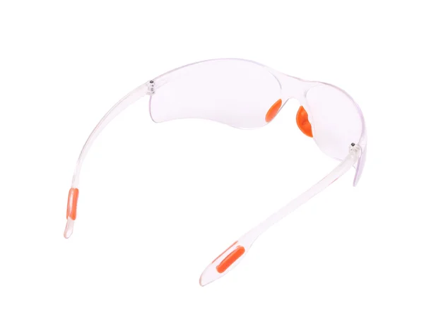 Gafas protectoras transparentes con inserciones rojas . — Foto de Stock