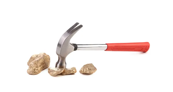 Closeup of hammer with rocks. — Stock Photo, Image