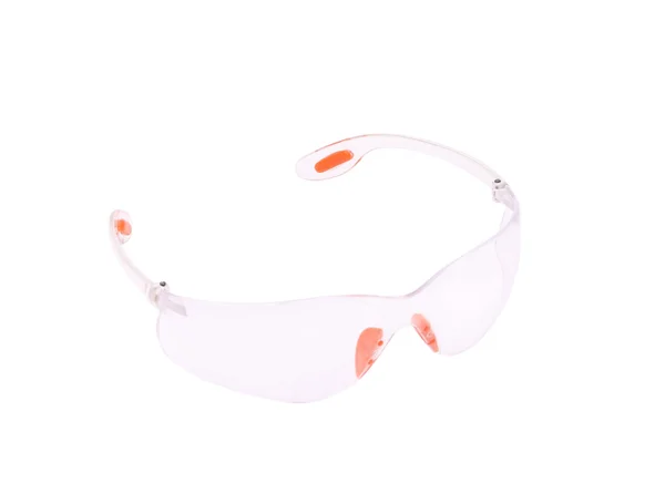 Gafas protectoras transparentes con inserciones rojas . —  Fotos de Stock