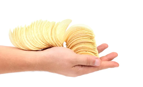 Hand holding stack of chips. — Stock Photo, Image
