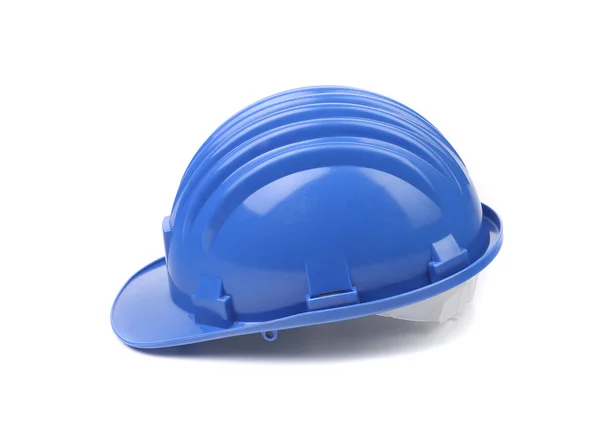 Side view of blue hard hat. Stock Image