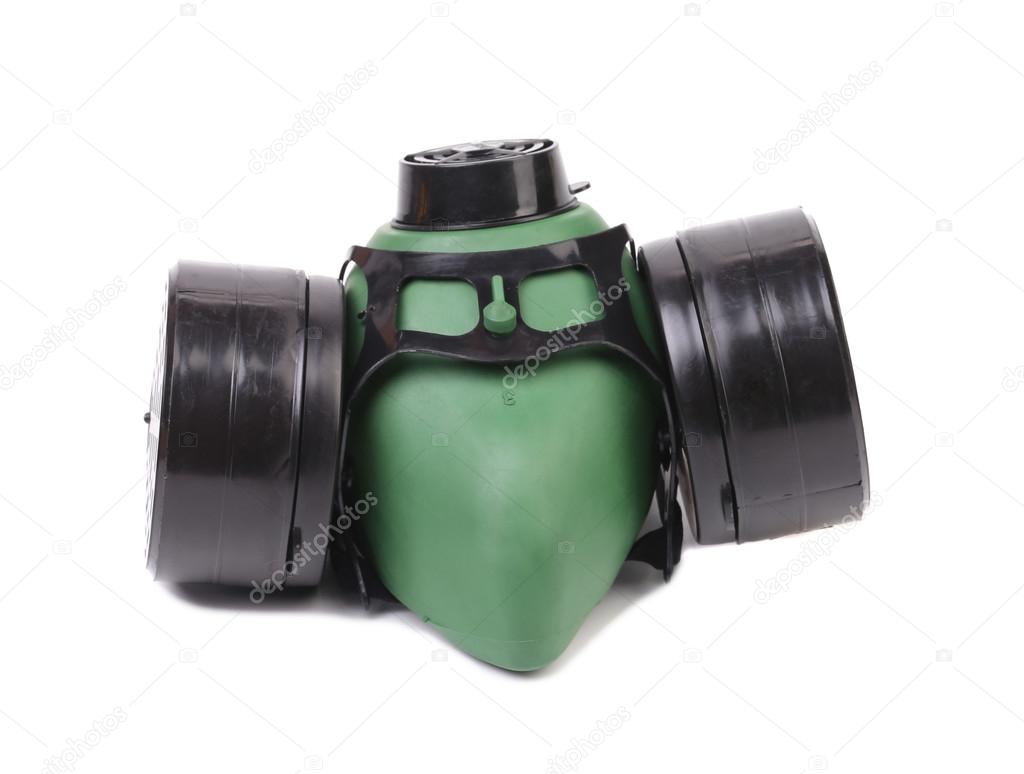 Green gas mask.