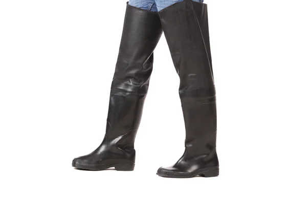 Fishing wellingtons on man. — Stock Photo, Image