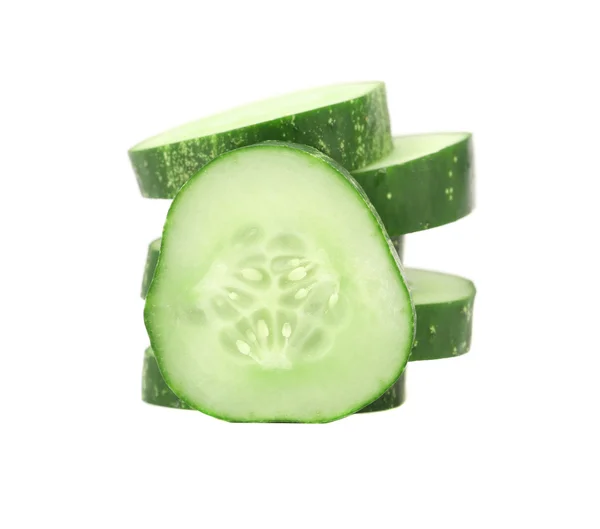 Stack and slices of fresh cucumber. — Stock Photo, Image