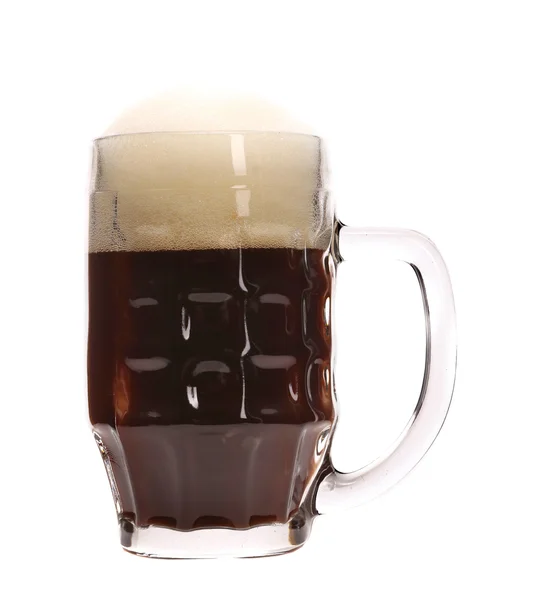 Brown beer with foam in mug. — Stock Photo, Image