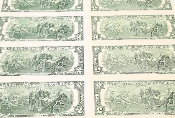 Two dollar bills close up. — Stock Photo, Image