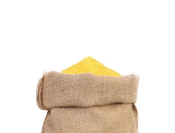 Closeup of sack with corn flour. — Stock Photo, Image