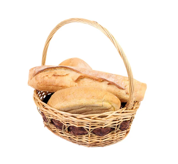 White bread in basket. — Stock Photo, Image