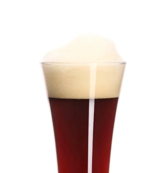 Closeup of brown beer in glass. — Stock Photo, Image