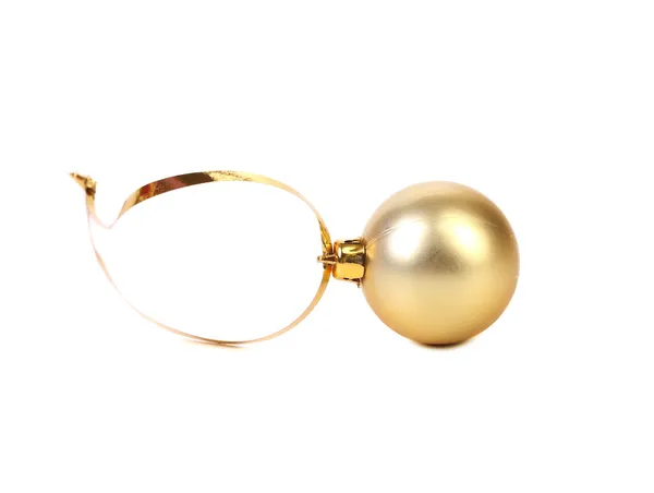 Golden dull christmas ball on a white background — Stock Photo, Image