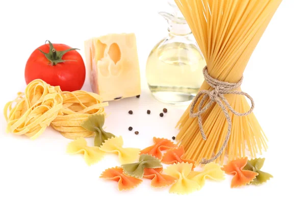 Olika pasta tomat ost — Stockfoto