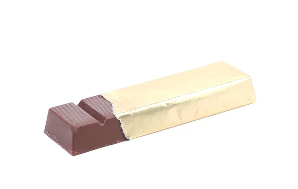 Barre de chocolat en feuille d'or . — Photo