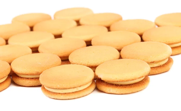Bando de biscoitos sanduíche com creme branco . — Fotografia de Stock